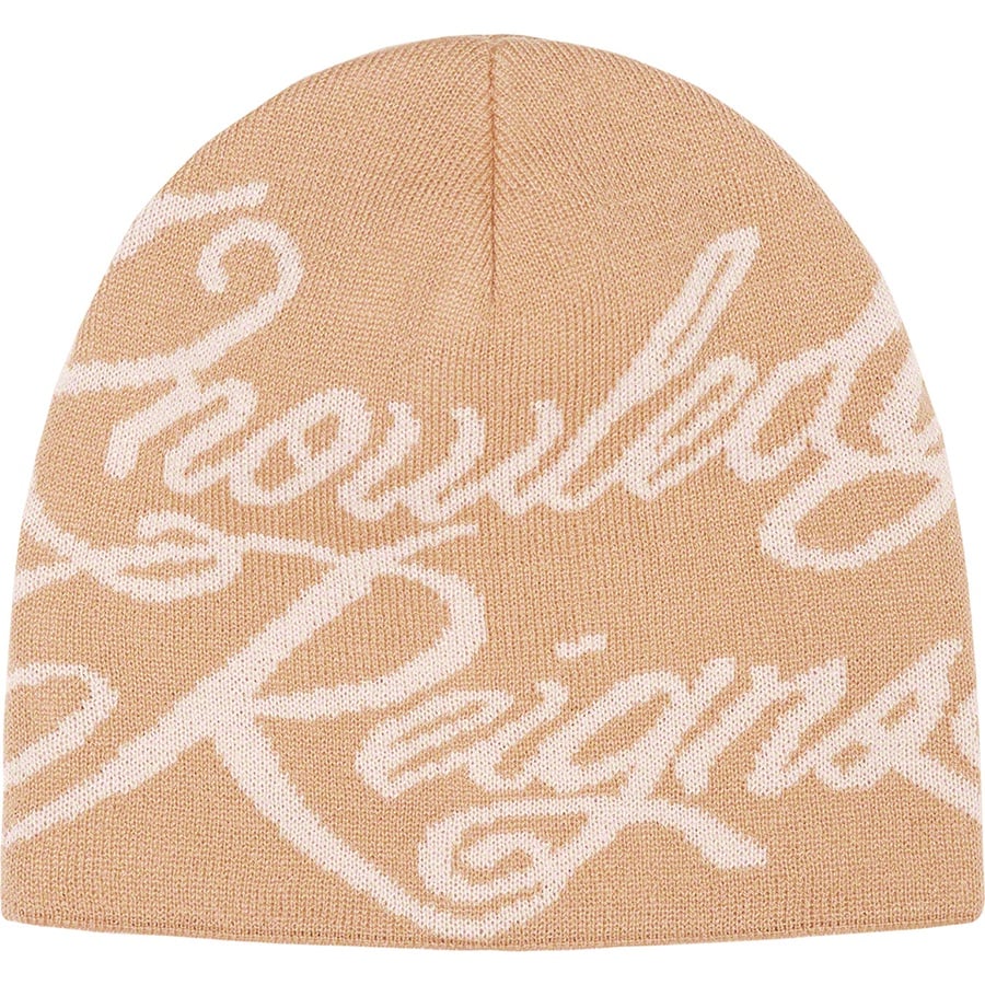 Details on Knowledge Reigns Beanie Tan from spring summer 2022 (Price is $40)