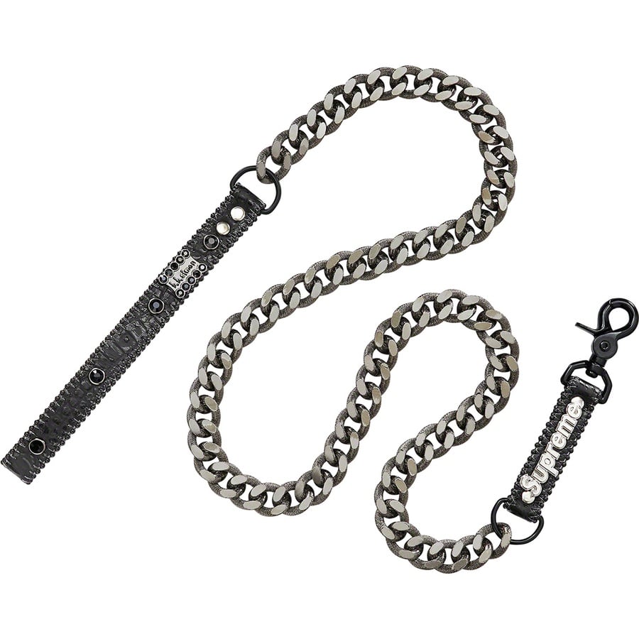Details on Supreme B.B. Simon Studded Dog Leash Black from spring summer 2022 (Price is $148)