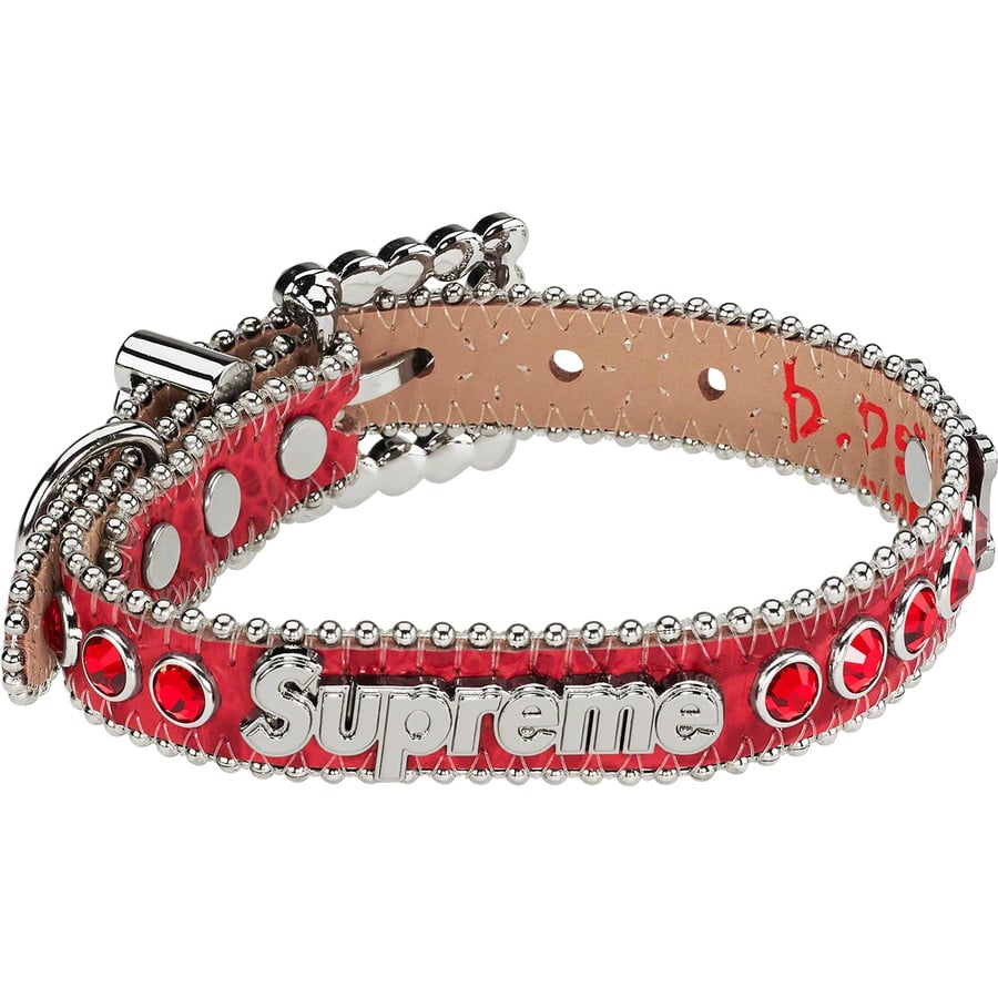 Details on Supreme B.B. Simon Studded Dog Collar Red from spring summer
                                                    2022 (Price is $110)