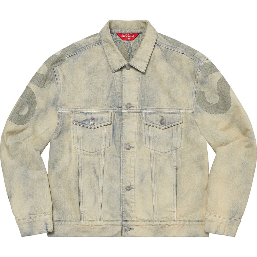 Details on Inset Logo Denim Trucker Jacket Dirty from spring summer 2022 (Price is $278)