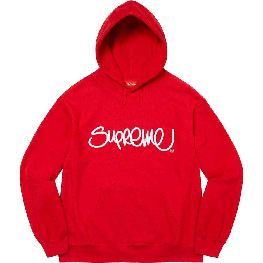 Supreme Raised Handstyle Hooded Sweatshirt (SS22) - Red - $158