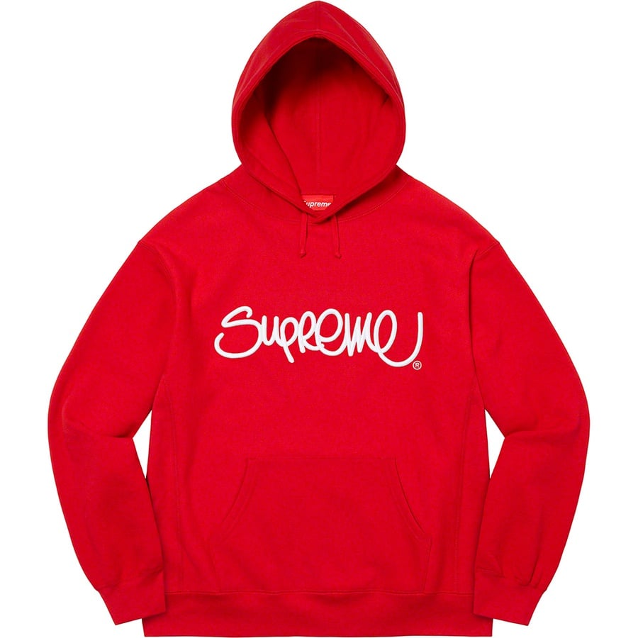 Details on Raised Handstyle Hooded Sweatshirt Red from spring summer
                                                    2022 (Price is $158)