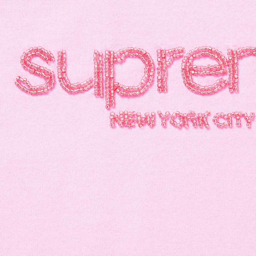 Details on Beaded Logo S S Top Pink from spring summer 2022 (Price is $88)