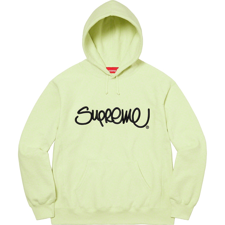 Details on Raised Handstyle Hooded Sweatshirt Pale Green from spring summer
                                                    2022 (Price is $158)