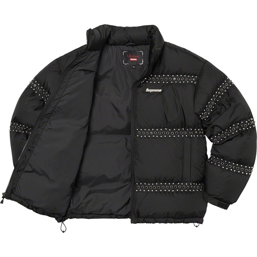 Details on Supreme B.B. Simon Studded Puffer Jacket Black from spring summer
                                                    2022 (Price is $698)