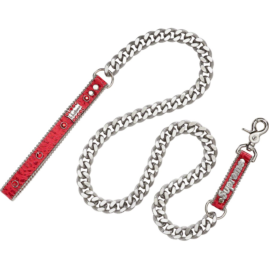 Details on Supreme B.B. Simon Studded Dog Leash Red from spring summer 2022 (Price is $148)