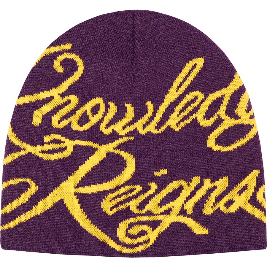 Details on Knowledge Reigns Beanie Purple from spring summer 2022 (Price is $40)