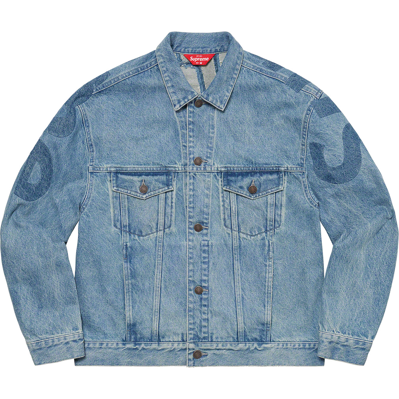 Supreme Patches Denim Trucker Jacket 'Blue' | Men's Size L