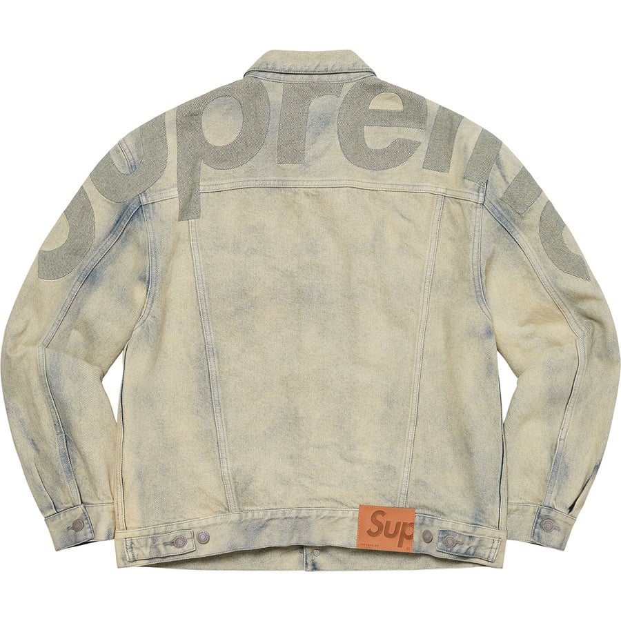 Details on Inset Logo Denim Trucker Jacket Dirty from spring summer 2022 (Price is $278)