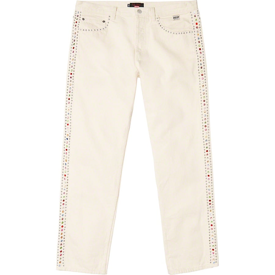 Details on Supreme B.B.Simon Studded Regular Jean Natural from spring summer
                                                    2022 (Price is $398)