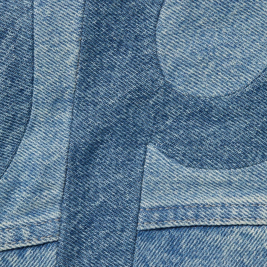 Details on Inset Logo Denim Trucker Jacket Washed Blue from spring summer 2022 (Price is $278)