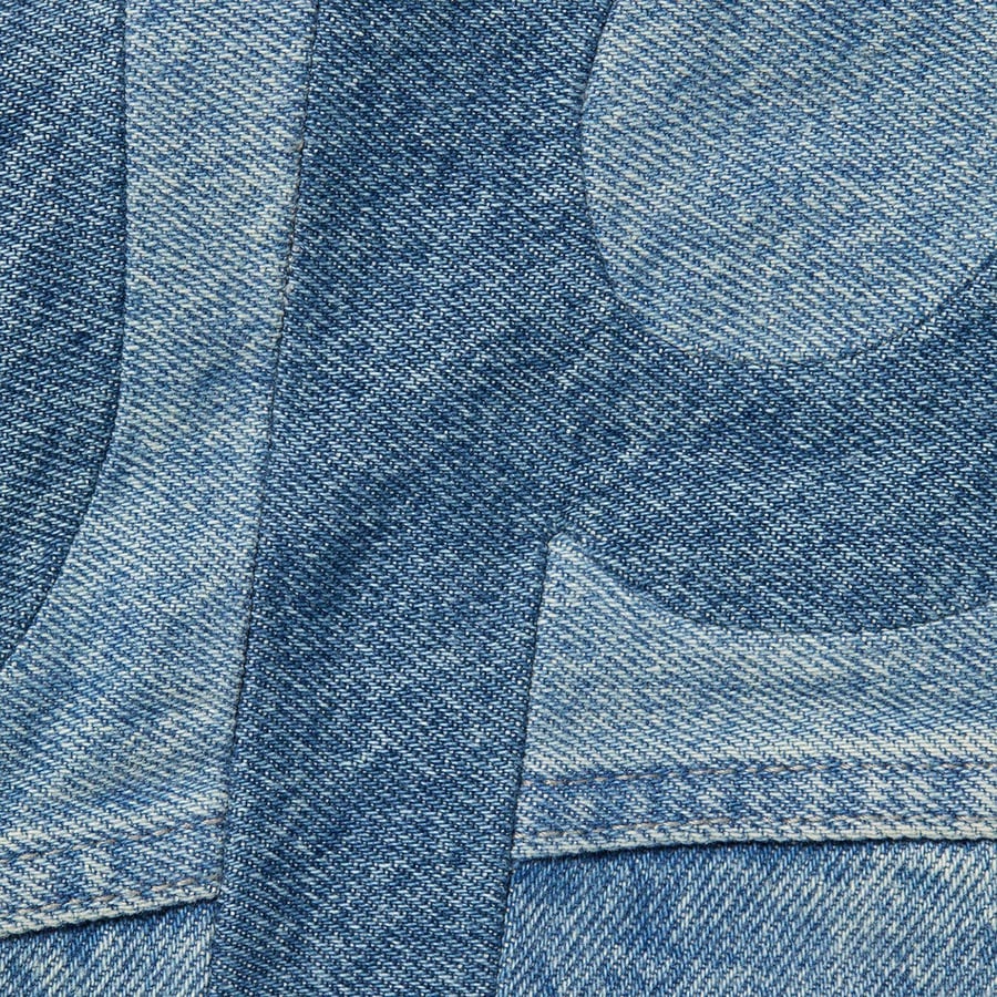 Details on Inset Logo Denim Trucker Jacket Washed Blue from spring summer
                                                    2022 (Price is $278)