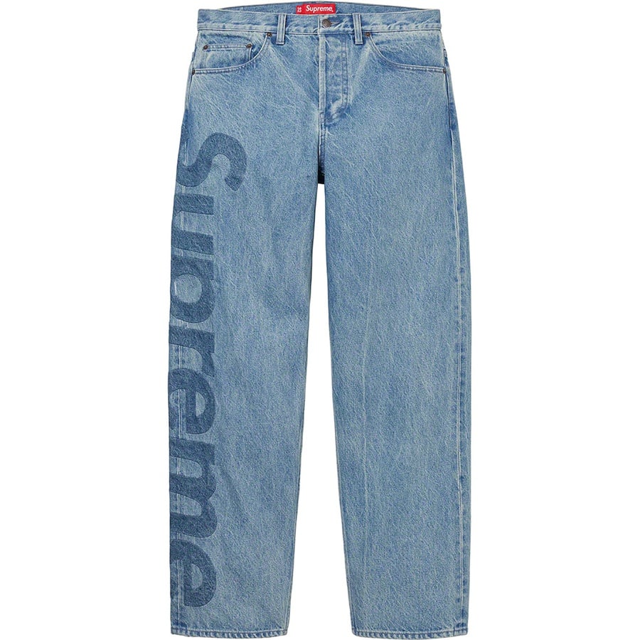 Details on Inset Logo Jean Washed Blue from spring summer 2022 (Price is $198)