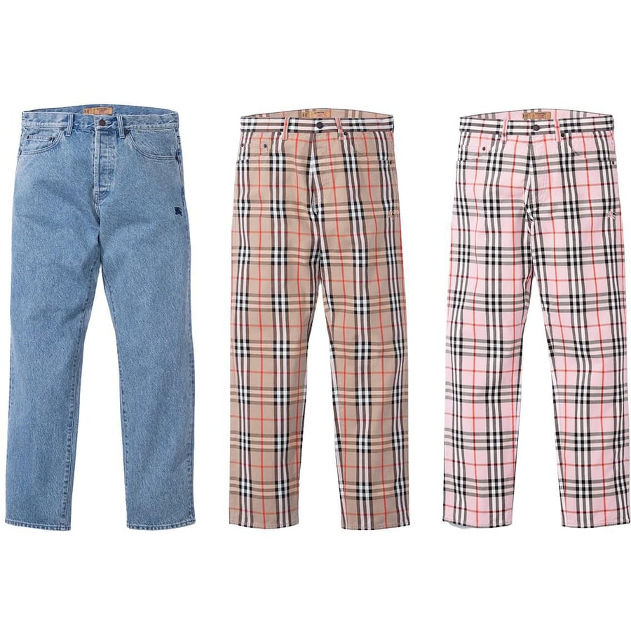Details on Supreme Burberry Regular Jean  from spring summer
                                                    2022 (Price is $198)