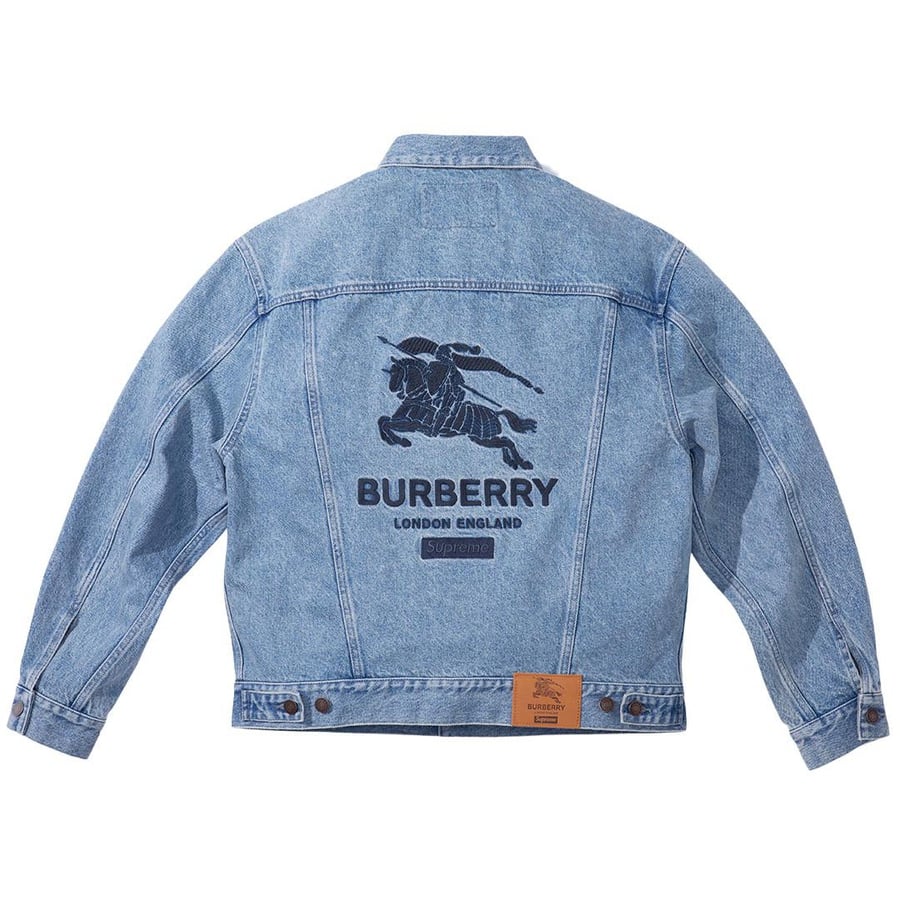 Details on Supreme Burberry Denim Trucker Jacket  from spring summer
                                                    2022 (Price is $298)