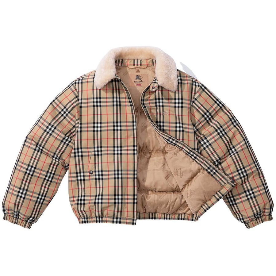 Details on Supreme BurberryShearling Collar Down Puffer Jacket  from spring summer
                                                    2022 (Price is $598)