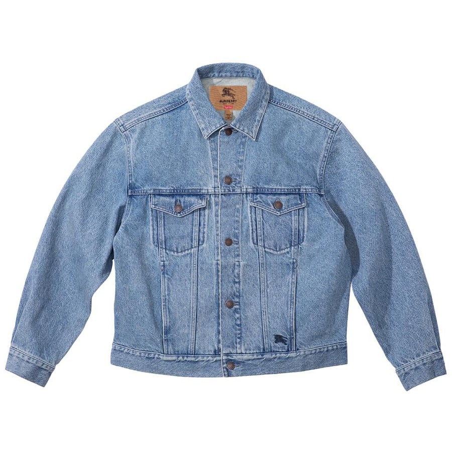 Details on Supreme Burberry Denim Trucker Jacket  from spring summer
                                                    2022 (Price is $298)