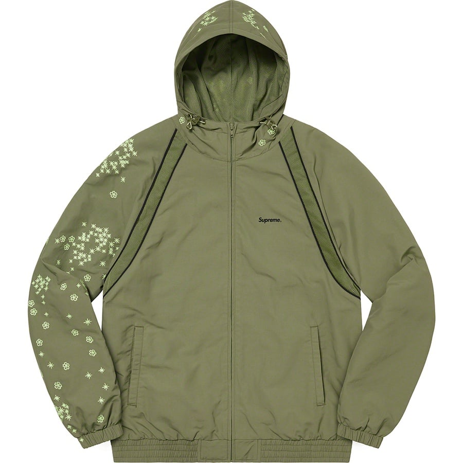 Details on AOI Glow-in-the-Dark Track Jacket Olive from spring summer
                                                    2022 (Price is $188)