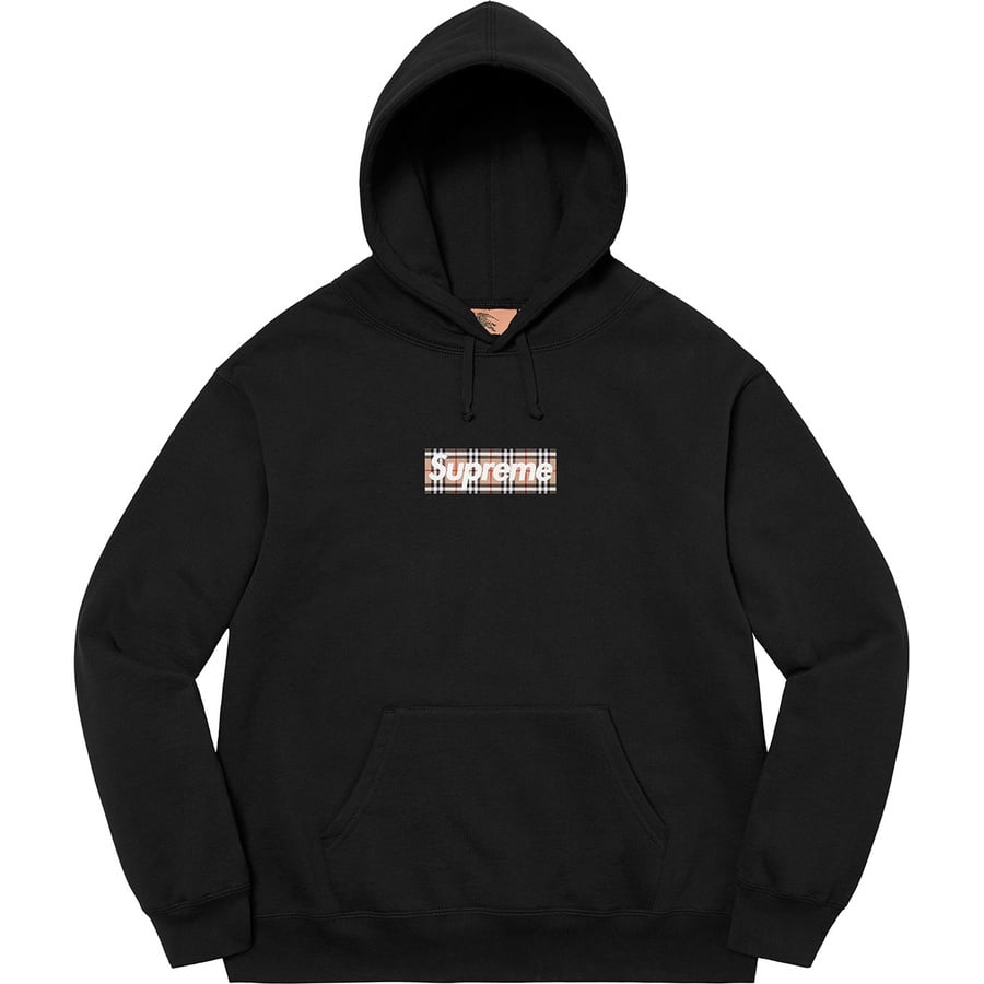 Details on Supreme Burberry Box Logo Hooded Sweatshirt Black from spring summer 2022 (Price is $198)