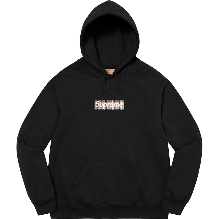 Details on Supreme Burberry Box Logo Hooded Sweatshirt Black from spring summer
                                                    2022 (Price is $198)