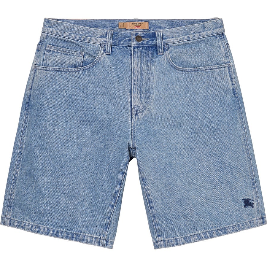 Details on Supreme Burberry Denim Short Washed Blue from spring summer
                                                    2022 (Price is $168)