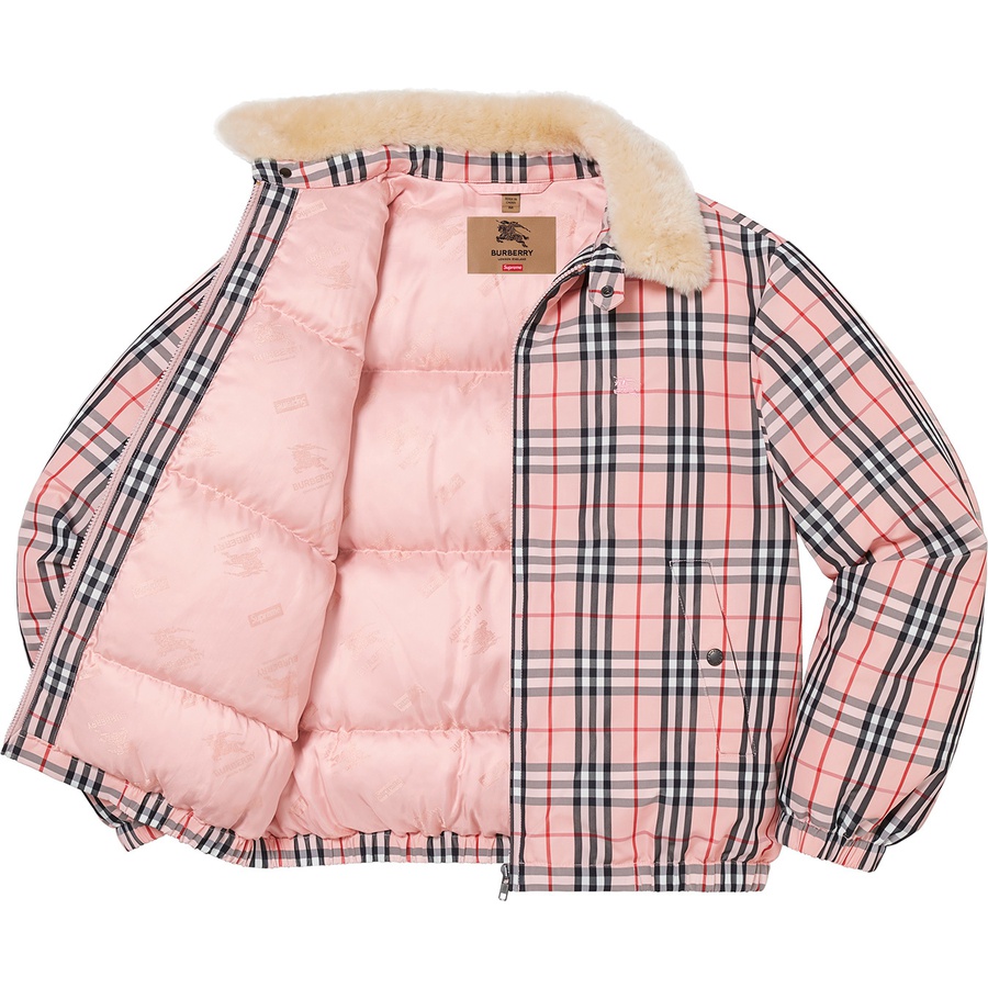 Details on Supreme BurberryShearling Collar Down Puffer Jacket Pink from spring summer
                                                    2022 (Price is $598)
