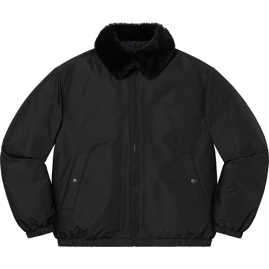 Details on Supreme BurberryShearling Collar Down Puffer Jacket Black from spring summer
                                                    2022 (Price is $598)