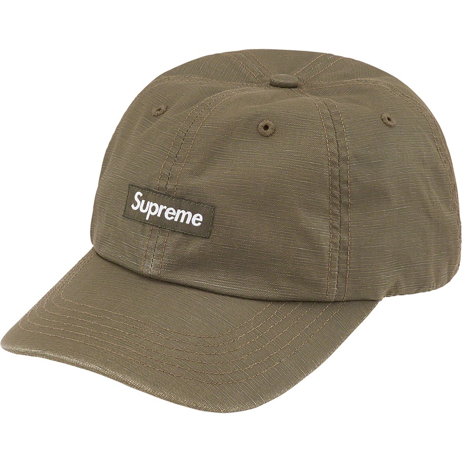Details on Small Box Coated Linen 6-Panel Olive from spring summer 2022 (Price is $54)