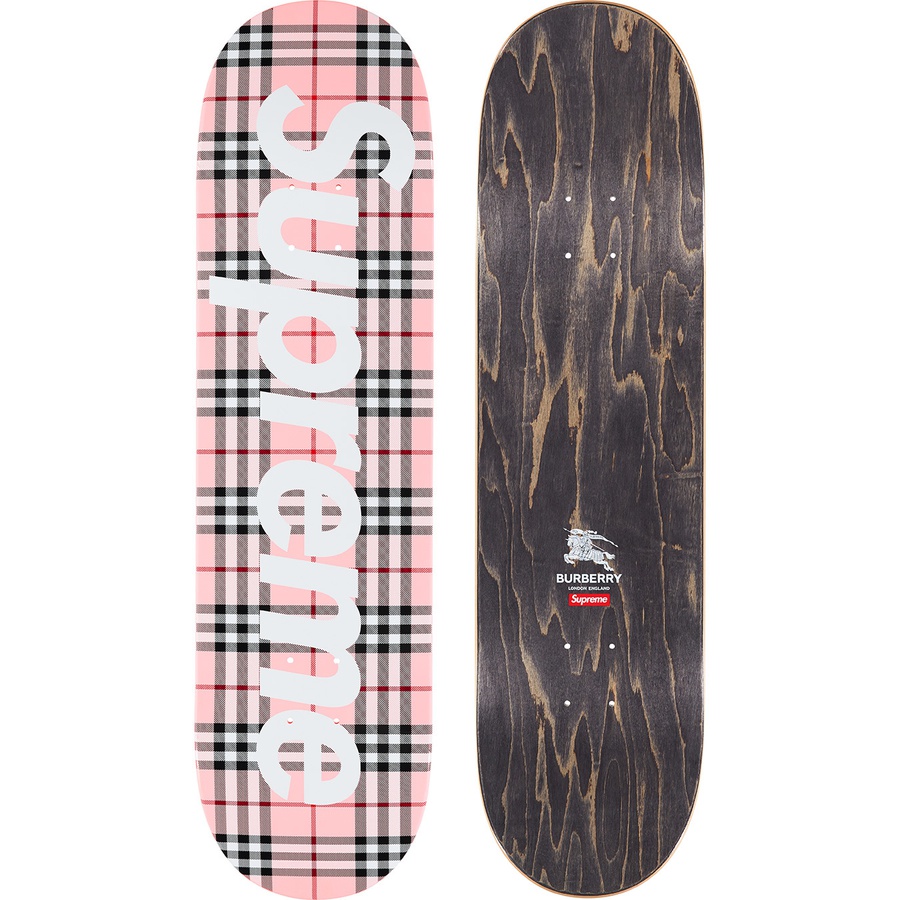 Details on Supreme Burberry Skateboard Pink - 8.375" x 32.125" from spring summer 2022 (Price is $68)