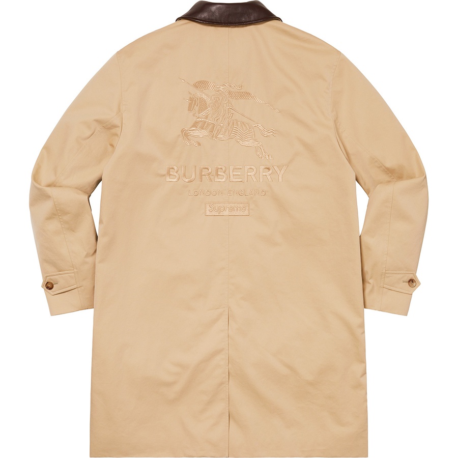 Details on Supreme Burberry Leather Collar Trench Beige from spring summer 2022 (Price is $998)