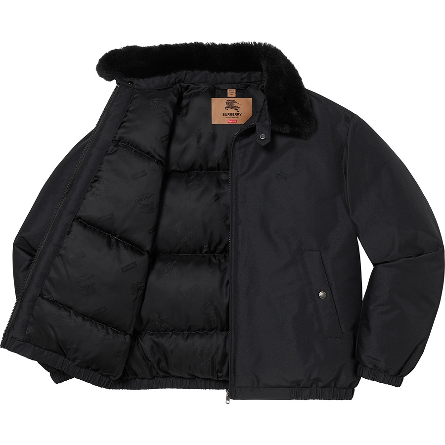 Details on Supreme BurberryShearling Collar Down Puffer Jacket Black from spring summer
                                                    2022 (Price is $598)