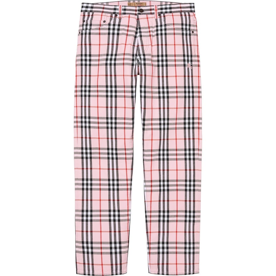 Details on Supreme Burberry Regular Jean Pink from spring summer
                                                    2022 (Price is $198)