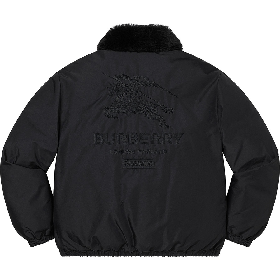 Details on Supreme BurberryShearling Collar Down Puffer Jacket Black from spring summer
                                                    2022 (Price is $598)