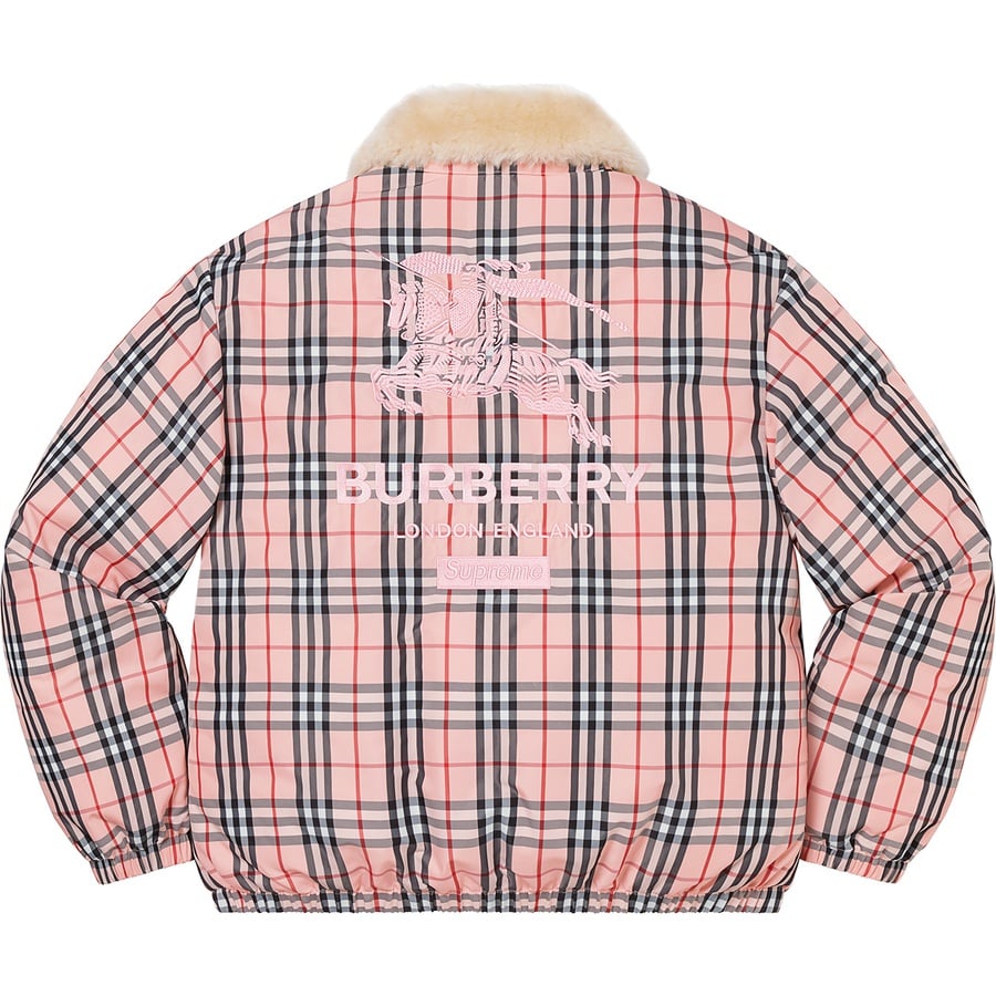 Details on Supreme BurberryShearling Collar Down Puffer Jacket Pink from spring summer
                                                    2022 (Price is $598)