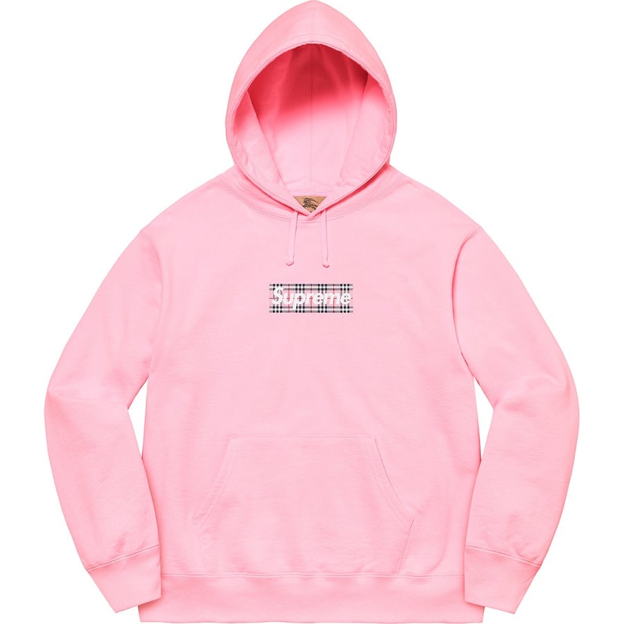 Details on Supreme Burberry Box Logo Hooded Sweatshirt Light Pink from spring summer 2022 (Price is $198)