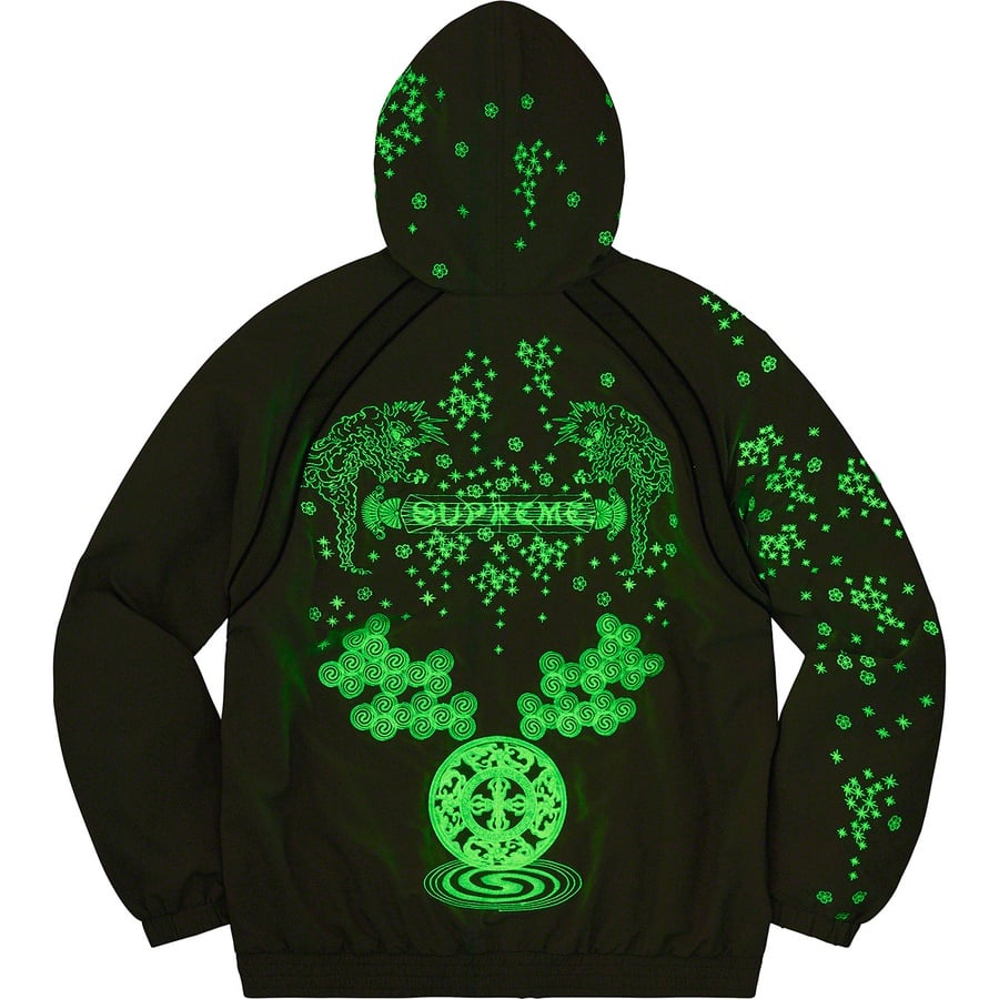 Details on AOI Glow-in-the-Dark Track Jacket Olive from spring summer
                                                    2022 (Price is $188)