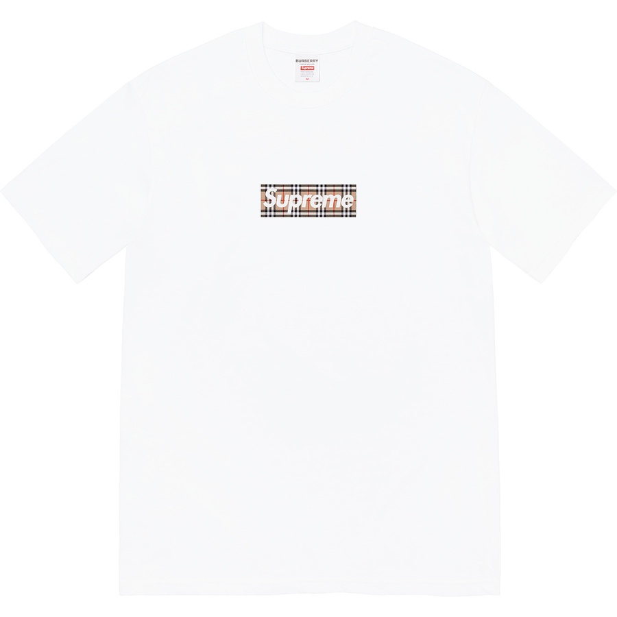 Details on Supreme Burberry Box Logo Tee White from spring summer
                                                    2022 (Price is $54)