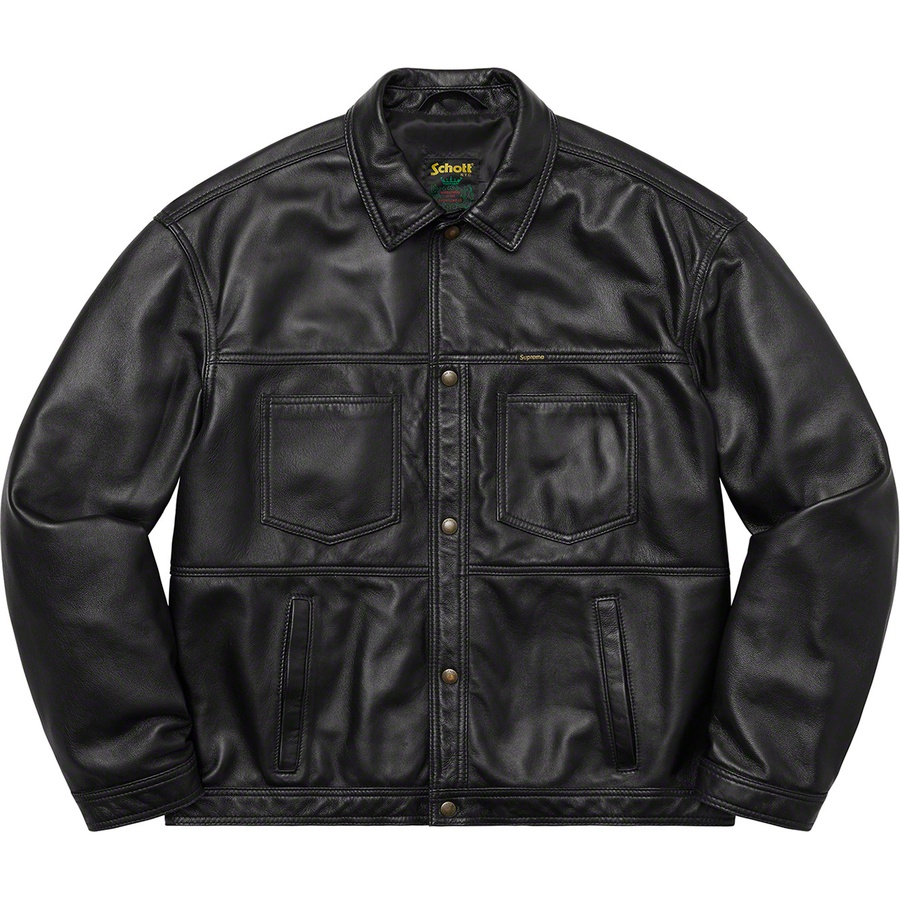 Details on Supreme Schott Leather Work Jacket Black from spring summer
                                                    2022 (Price is $698)