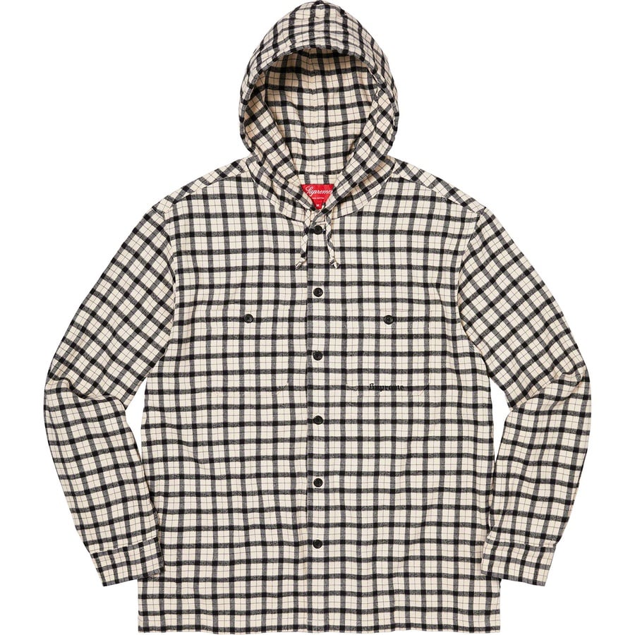 Details on Mini Plaid Hooded Shirt White from spring summer 2022 (Price is $138)
