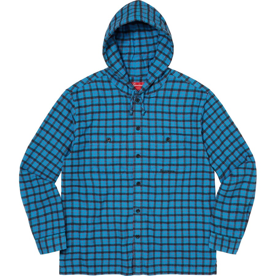 Details on Mini Plaid Hooded Shirt Blue from spring summer 2022 (Price is $138)