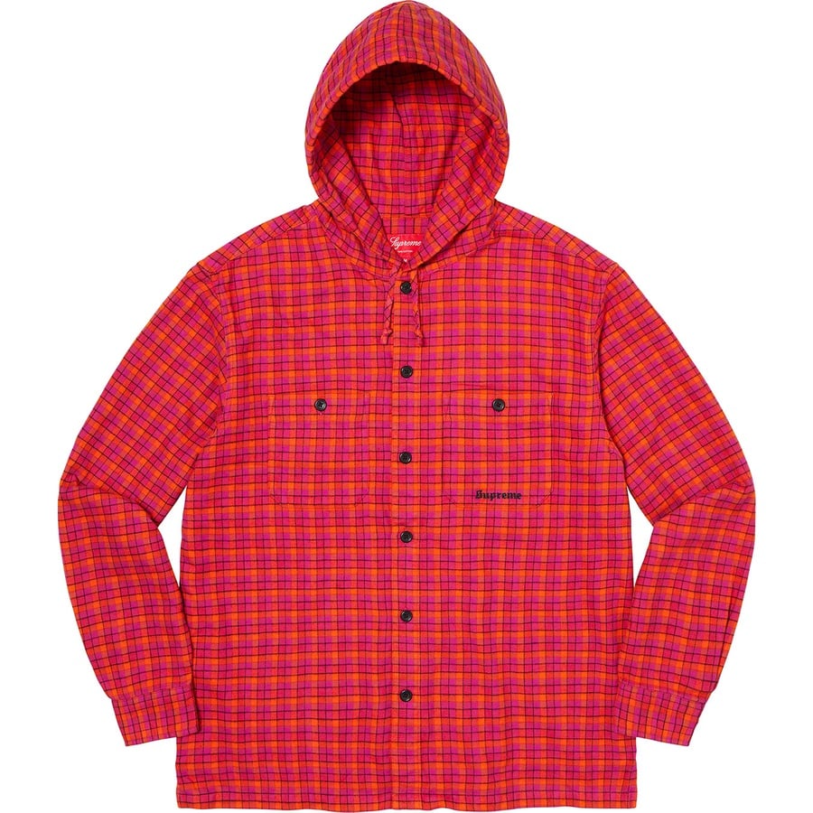 Details on Mini Plaid Hooded Shirt Pink from spring summer
                                                    2022 (Price is $138)