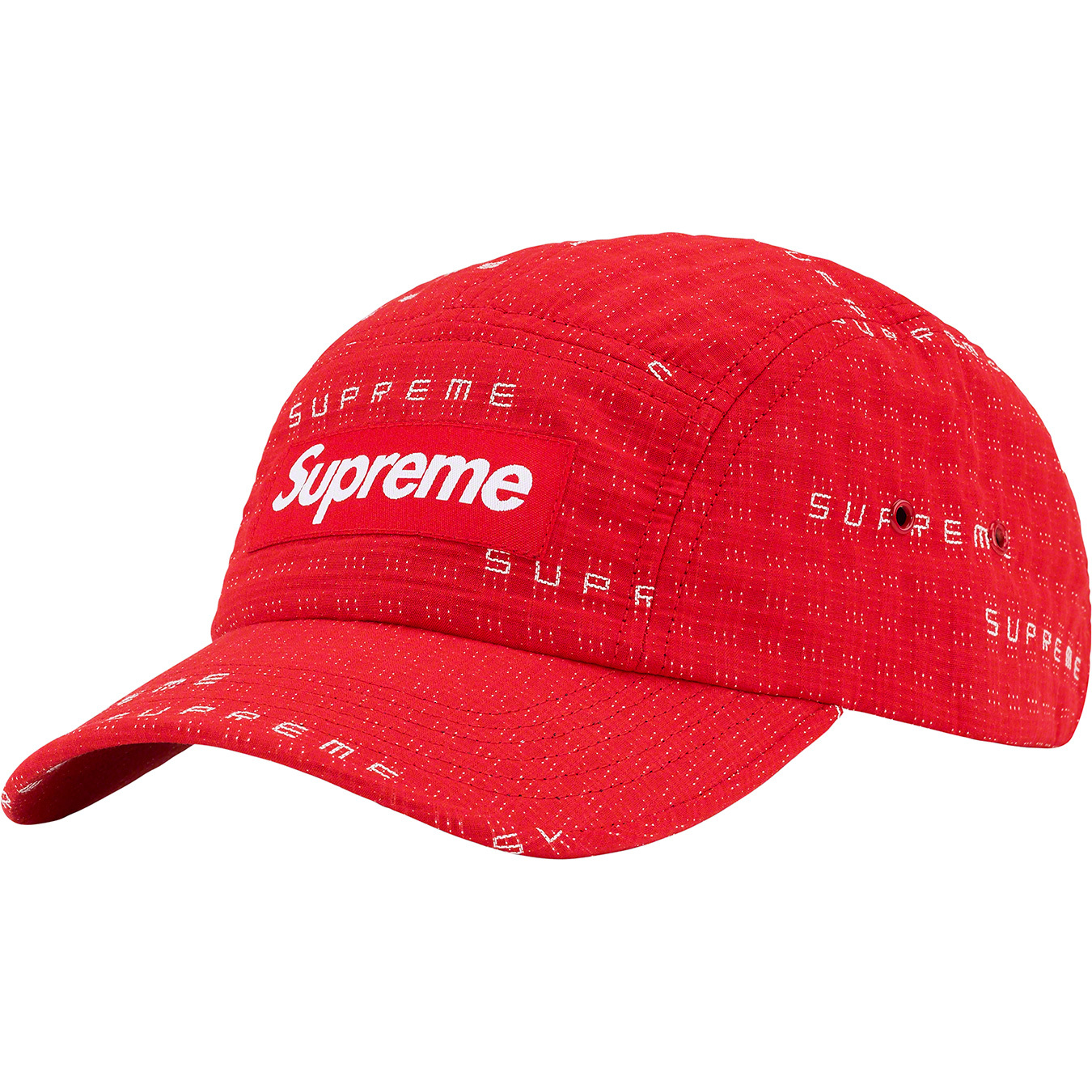 Supreme Logo Stripe Jacquard Denim Camp cap Black