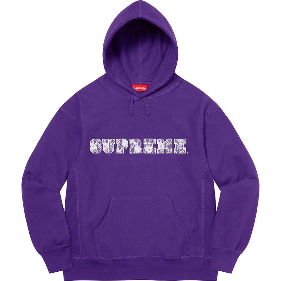 Details on Lace Hooded Sweatshirt Purple from spring summer 2022 (Price is $158)
