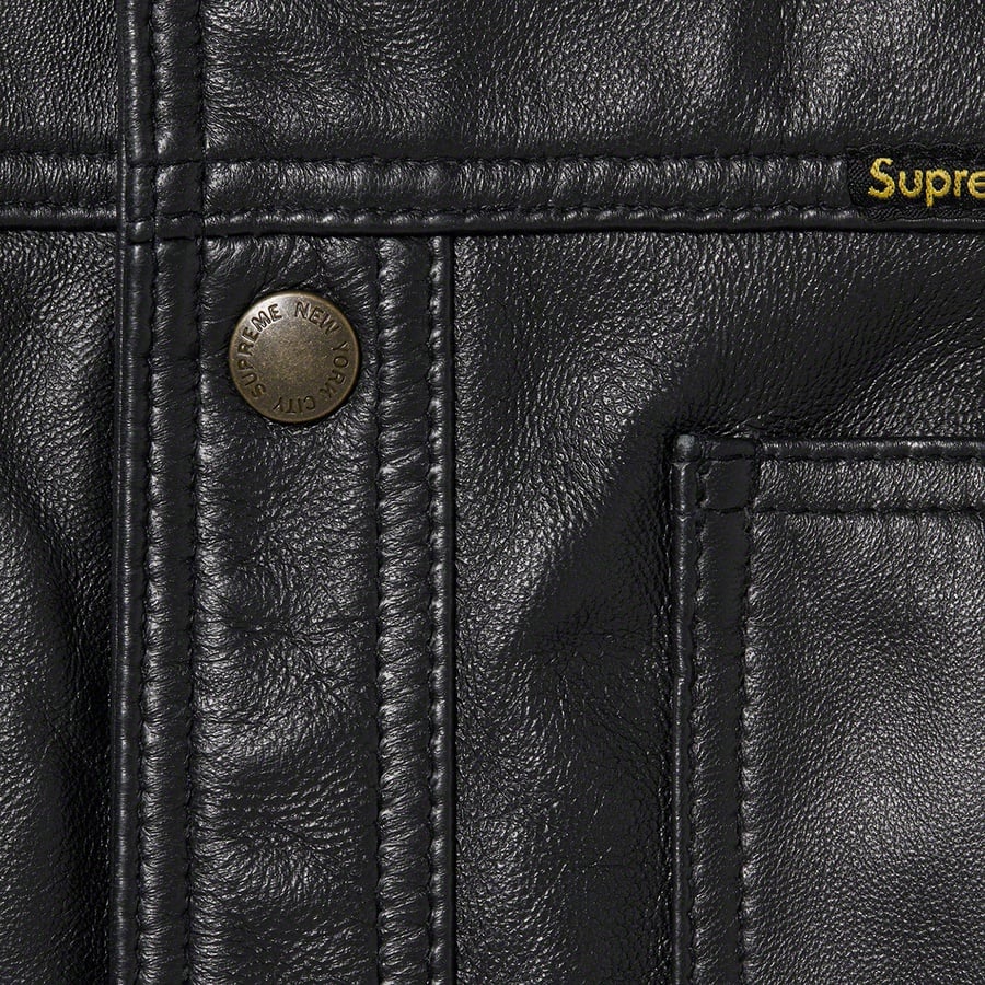 Details on Supreme Schott Leather Work Jacket Black from spring summer
                                                    2022 (Price is $698)