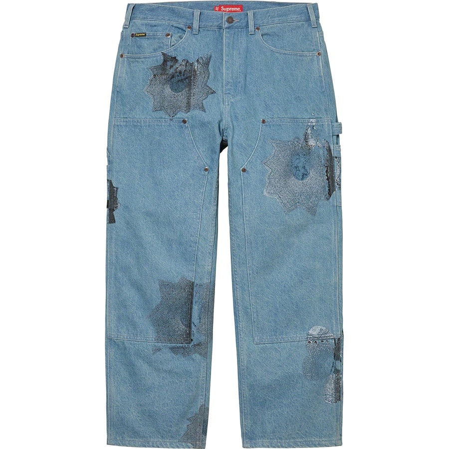 Details on Nate Lowman Double Knee Painter Pant Denim from spring summer 2022 (Price is $188)