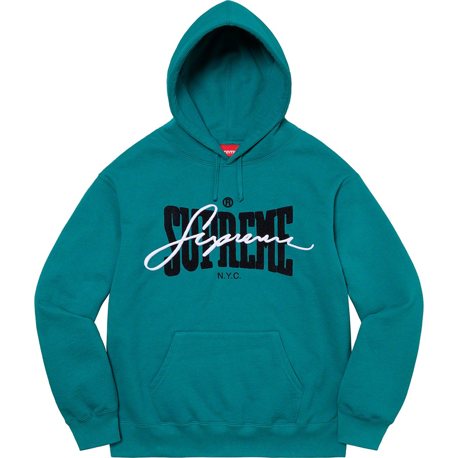 Details on Embroidered Chenille Hooded Sweatshirt Dark Teal from spring summer
                                                    2022 (Price is $168)