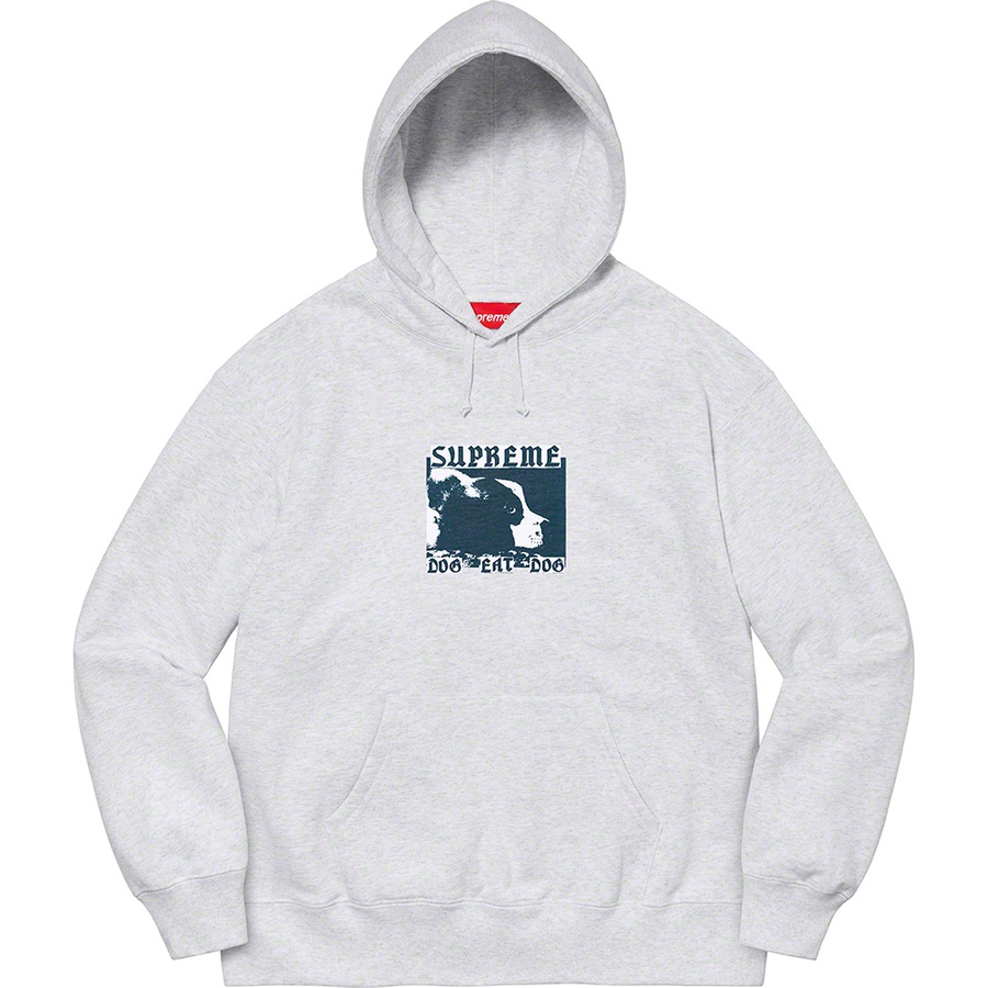 Details on Dog Eat Dog Hooded Sweatshirt Ash Grey from spring summer 2022 (Price is $158)