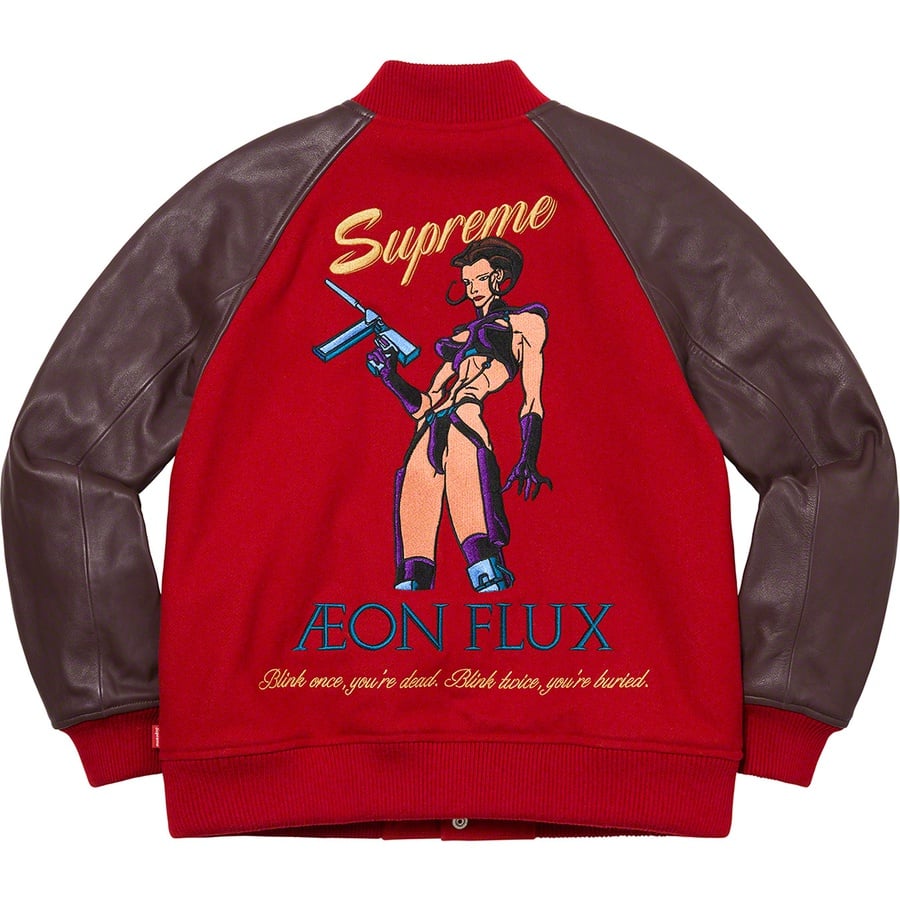 Details on Aeon Flux Varsity Jacket Red from spring summer 2022 (Price is $498)