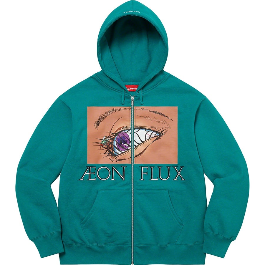 Details on Aeon Flux Zip Up Hooded Sweatshirt Teal from spring summer 2022 (Price is $188)