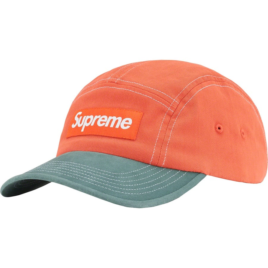 Details on 2-Tone Twill Camp Cap Orange from spring summer 2022 (Price is $48)